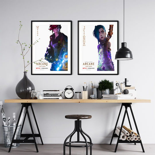Gaming Poster Arcane League Legends Jinx Gm2396 40cm X 50cm Premium Μαύρο Ξύλινο Κάδρο