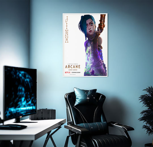 Gaming Poster Arcane League Legends Jinx Gm2396 40cm X 50cm Premium Μαύρο Ξύλινο Κάδρο