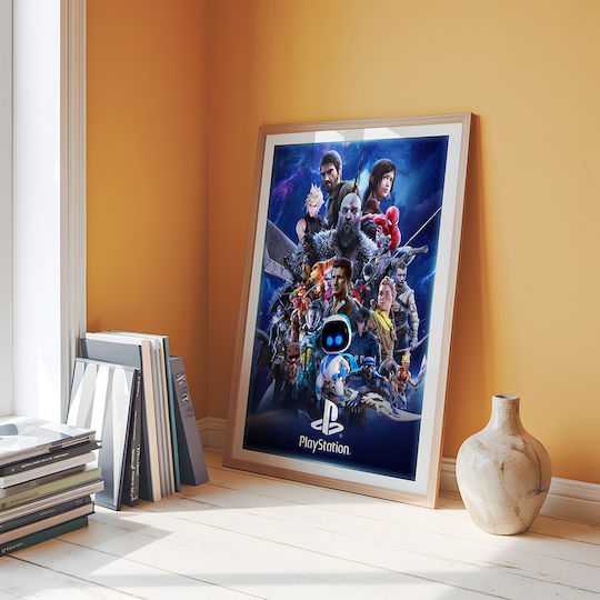 Gaming Poster Play Station Favourites Gm2393 40cm X 50cm Premium Black Wooden Frame