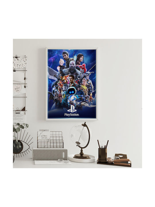 Gaming Poster Play Station Favourites Gm2393 40cm X 50cm Premium Μαύρο Ξύλινο Κάδρο