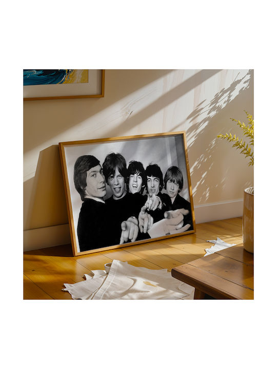Music Poster Rolling Stones Ms155 40cm X 50cm Premium Μαύρο Ξύλινο Κάδρο