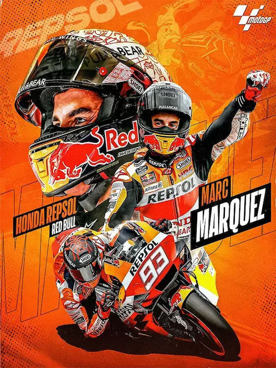Poster MotoGP Marc Marquez GP010 40cm X 50cm Premium Black Wooden Frame