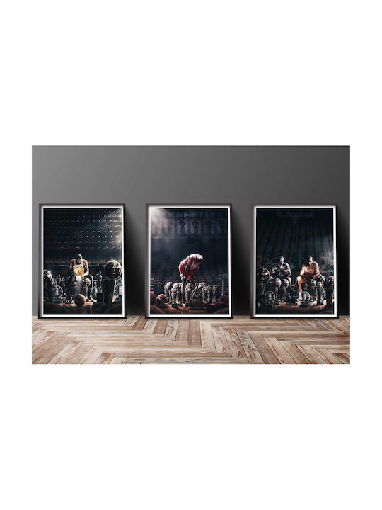 Poster Nba Lebron Trophies Snk064 40cm X 50cm Premium Μαύρο Ξύλινο Κάδρο