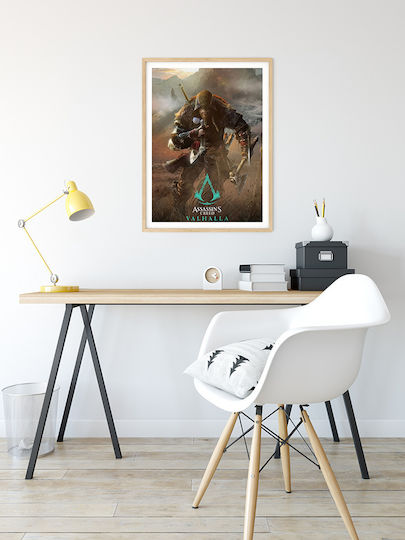 Gaming Poster Assassins Creed Valhalla Gm2335 40cm X 50cm Premium Μαύρο Ξύλινο Κάδρο