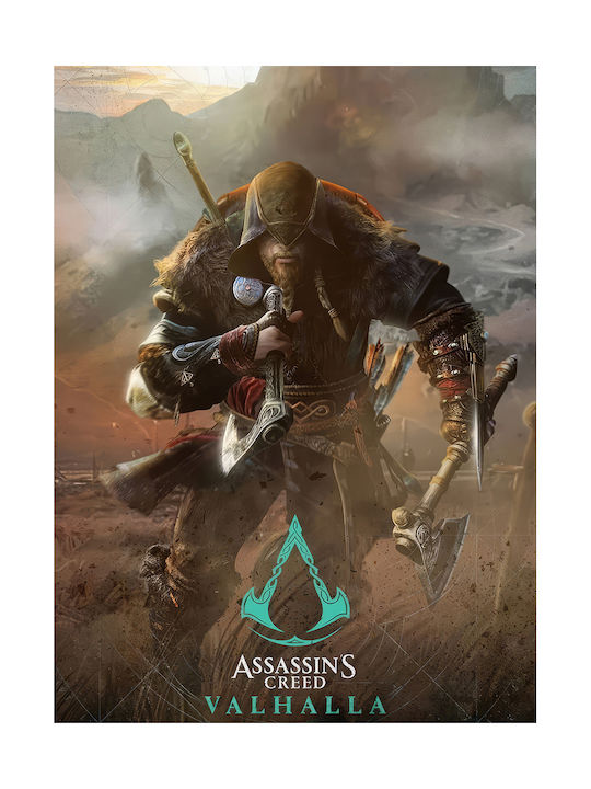Gaming Poster Assassins Creed Valhalla Gm2335 40cm X 50cm Premium Μαύρο Ξύλινο Κάδρο