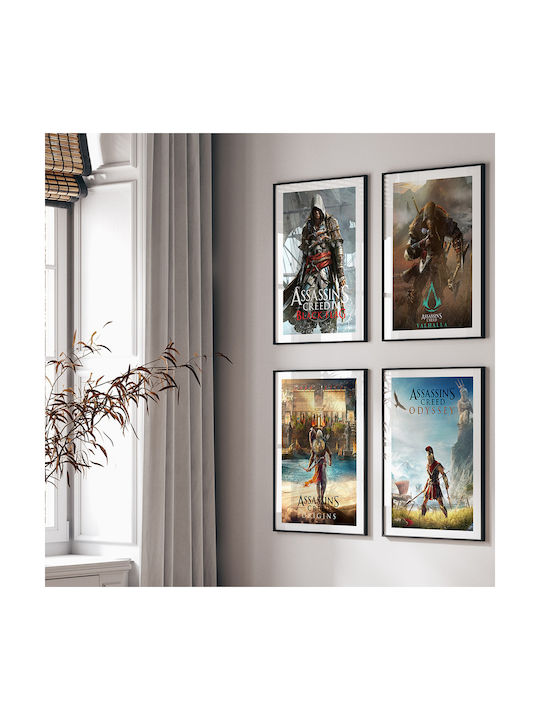 Gaming Poster Assassins Creed Valhalla Gm2335 40cm X 50cm Premium Μαύρο Ξύλινο Κάδρο