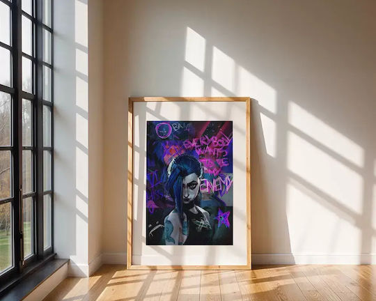 Gaming Poster Jinx Arcane Gm1111 40cm X 50cm Premium Black Wooden Frame