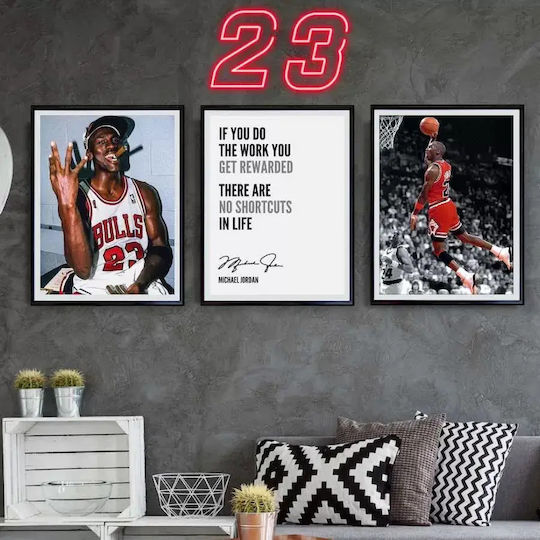 Poster NBA Michael Jordan Kds011a 40cm X 50cm Premium Black Wooden Frame