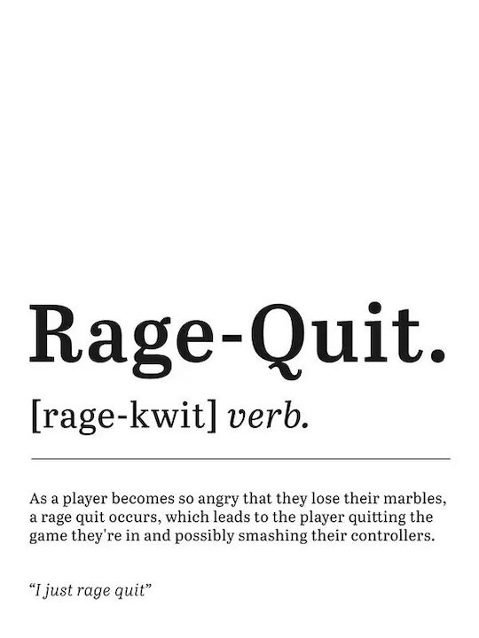 Gaming Poster Rage-quit Gm135 40cm X 50cm Premium Black Wooden Frame