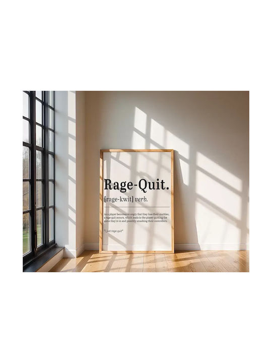 Gaming Poster Rage-quit Gm135 40cm X 50cm Premium Black Wooden Frame