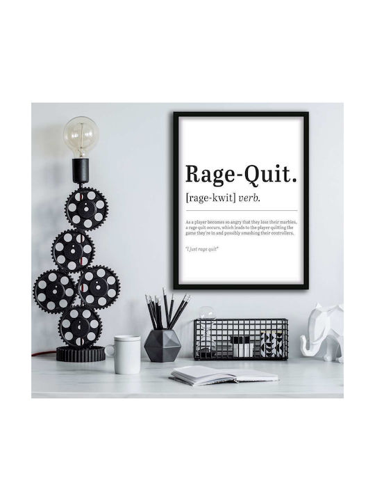 Gaming Poster Rage-quit Gm135 40cm X 50cm Premium Black Wooden Frame
