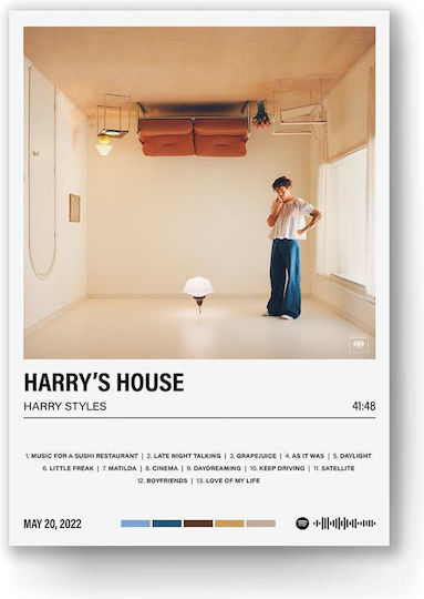 Music Poster Harry's House Ms054 40cm X 50cm Premium Black Wooden Frame