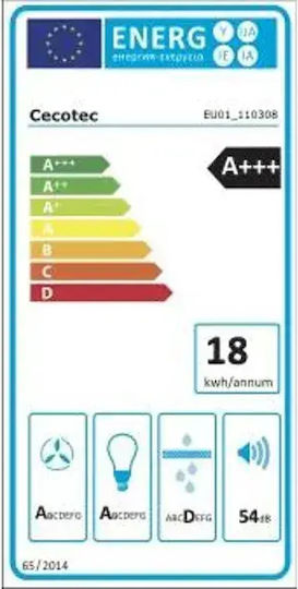 Cecotec Bolero Flux DT Hotă Tip Coș de Fum 60cm Neagră cu Wi-Fi