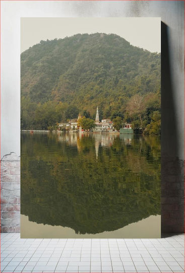 Reflexion Des Tempels Am Berg Auf Leinwand