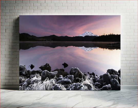 Serene Mountain Reflection At Dusk Γαλήνια Αντανάκλαση Βουνού Στο Σούρουπο 1