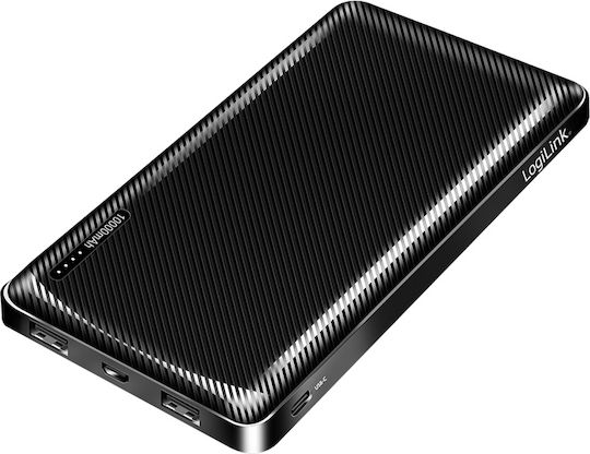 LogiLink Power Bank 10000mAh 12W Mit 2 USB-A Ausgangsanschlüsse Und USB-C Ausgangsanschluss Schwarz