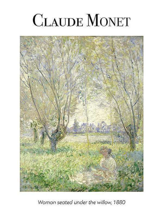 Poster Claude Monet Woman Seated Under Willow Art100 50cm X 70cm Frame Dark Natural Wood Brown