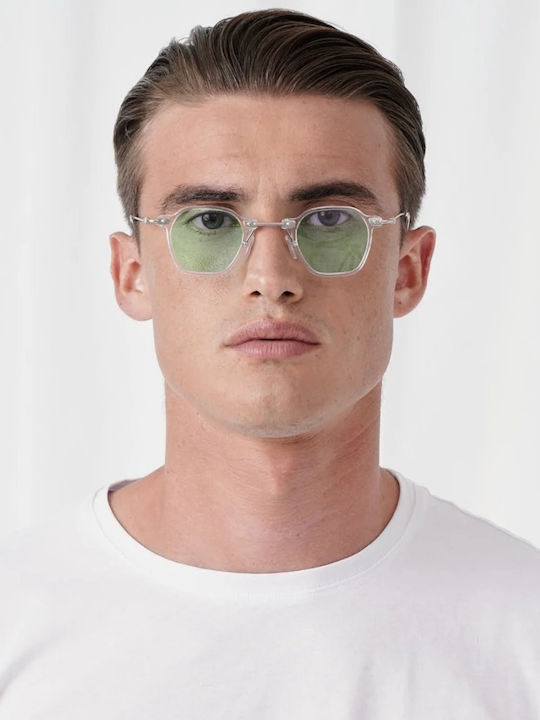 Explicit Poets Logan Unisex Sunglasses With Silver Metallic Frame And Transparent Lens 43EP4