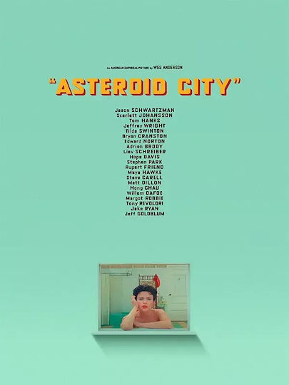 Poster Asteroid City Mv112 40cm x 50cm Rahmen aus Hölzernem Braun