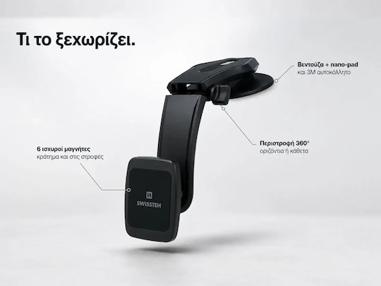 Swissten Βάση Κινητού Αυτοκινήτου S-GRIP M5-R1 με Μαγνήτη