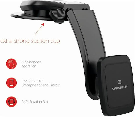 Swissten Βάση Κινητού Αυτοκινήτου S-GRIP M5-R1 με Μαγνήτη