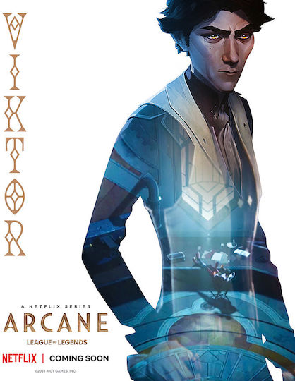 Gaming Poster Arcane League Legends Viktor Gm2397 40cm x 50cm Schwarzer Hölzener Rahmen
