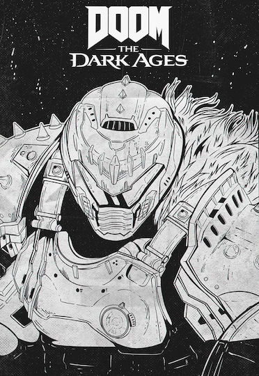 Poster De Gaming Doom Dark Ages Negru Și Alb Gm2384 40cm X 50cm Cadru Din Lemn Negru