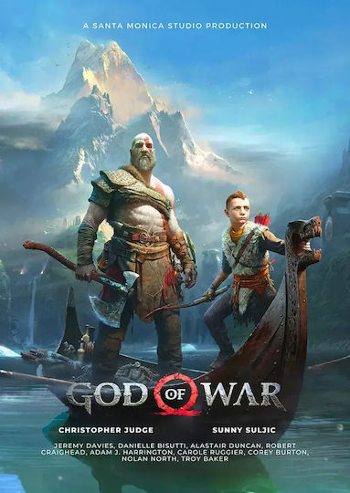 Gaming Poster God War Gm2333 40cm x 50cm Weiße Hölzernes Rahmen