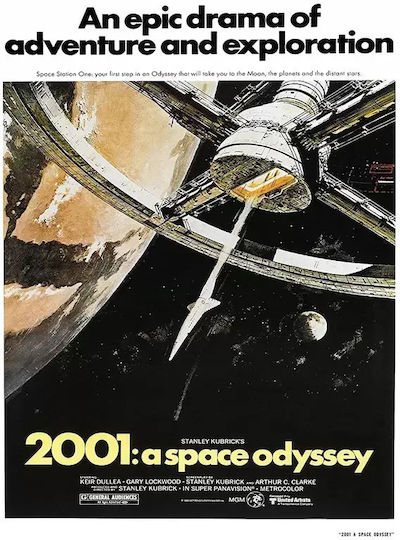 Poster 2001 A Space Odyssey Mv237 40cm X 50cm White Wooden Frame