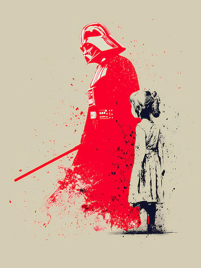 Poster Star Wars Darth Vader Banksy Art Mv304 40cm X 50cm Λευκή Ξύλινη Κορνίζα