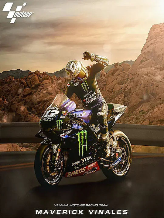 Poster MotoGP Maverick Vinales GP011 40cm x 50cm Premium Black Wooden Frame