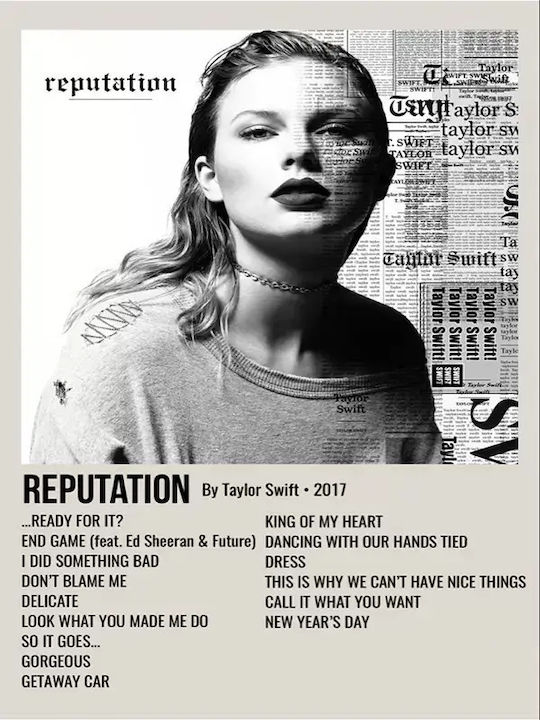 Music Poster Taylor Swift Reputation Ms058 40cm X 50cm Premium Black Wooden Frame