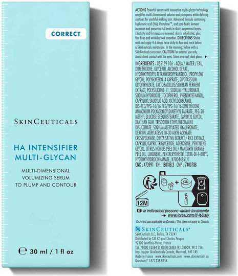 SkinCeuticals Ha Intensifier Multi-glycan Moisturizing & Anti-aging Serum Face with Hyaluronic Acid for Detoxification & Radiance 30ml