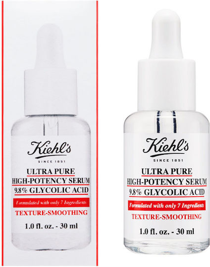 Kiehl's Ultra Pure High Potency 9.8% Glycolic Acid Moisturizing & Anti-aging Serum Face with Hyaluronic Acid for Radiance 30ml