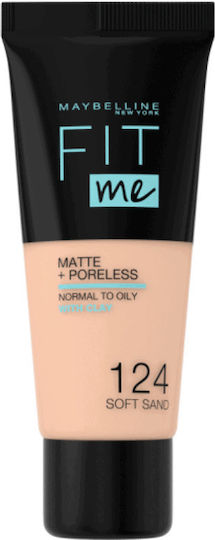 Maybelline Fit Me Matte + Poreless Liquid Foundation 124 Soft Sand 30ml