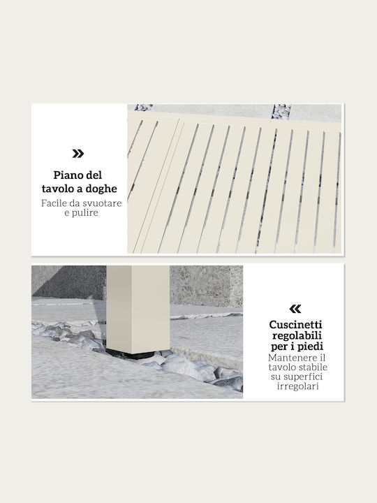 Outdoor Aluminum Extendable White Table 225x85x75cm