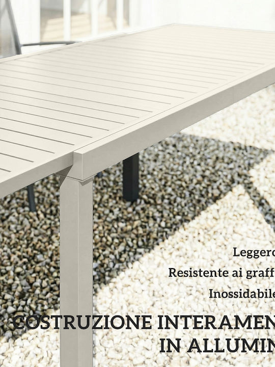 Outdoor Aluminum Extendable White Table 225x85x75cm