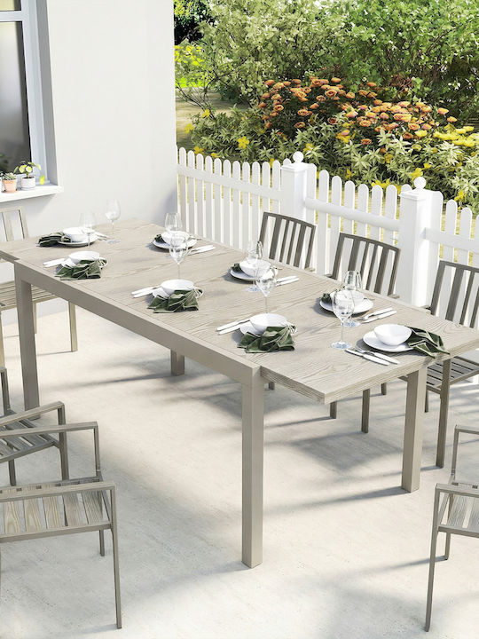 Outdoor Aluminum Extendable Table Light Gray 214x85x75cm