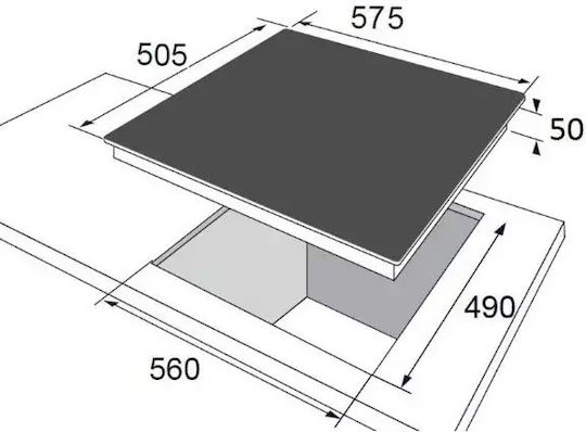 Hansa BHCI66306 Plită Ceramică Autonomă cu Funcție de Blocare 57.5x50.5cm Neagră BHCI66306