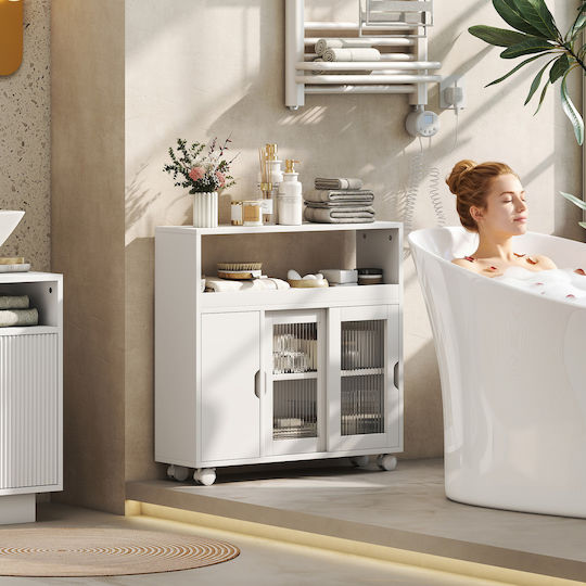 HomCom Bathroom Cabinet 71x20x70cm White