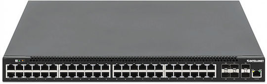 Intellinet 562041 Управление на L3 PoE+ Switch с 48 Портове Гигабитови (1Gbps) Ethernet и 6 SFP Портове