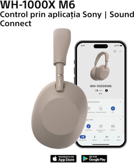 Sony WH-1000XM6 Wireless / Wired Over Ear Headphones with 30 Hours Playing Time and Quick Charge Sandstone