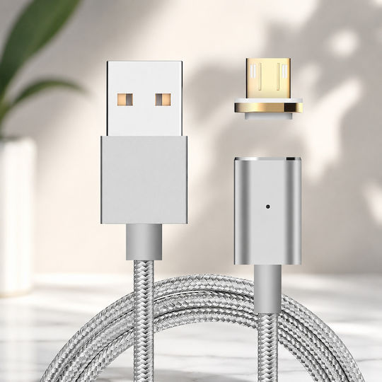 Diamandino Магнитно отделяемо USB-A към Lightning кабел Сребрист 1м (DM9087465_4C34)