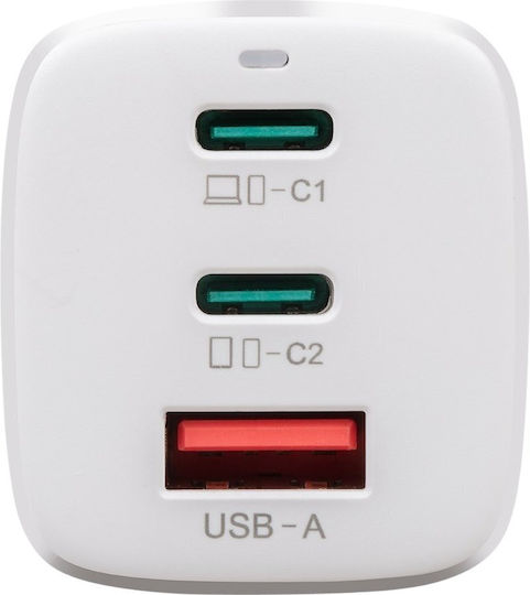 Tactical Φορτιστής Χωρίς Καλώδιο GaN με Θύρα USB-A και 2 Θύρες USB-C 65W Power Delivery Λευκός (FlashBang 2.0)