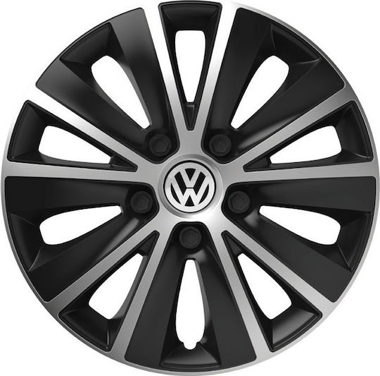 Versaco Set Capace de Roți Auto Rapide Compatibilitate Volkswagen 4 Bucăți 13 Negru/Argintiu
