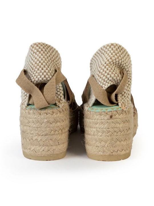 Sommer Damenplattformen im Stil Espadrilles Beige
