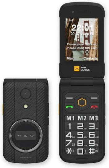 AGM M8 Flip Dual SIM Ανθεκτικό Κινητό με Μεγάλα Κουμπιά Μαύρο