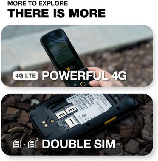 AGM M8 Flip Dual SIM Ανθεκτικό Κινητό με Μεγάλα Κουμπιά Μαύρο