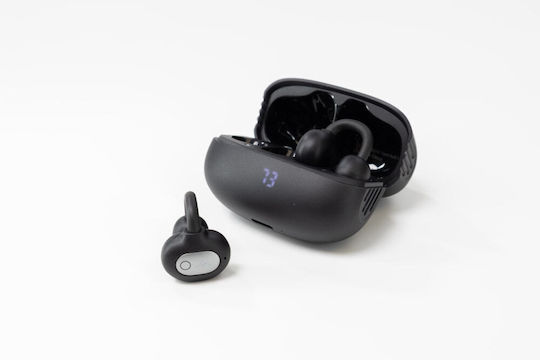 AGM Open Buds 1 Bluetooth Handsfree Ακουστικά με Αντοχή στον Ιδρώτα και Θήκη Φόρτισης Μαύρα