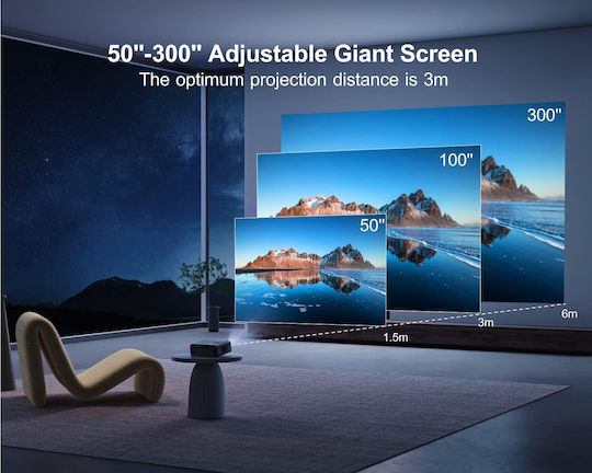 Wimius P62 Projector LCD Full HD με Wi-Fi και Ενσωματωμένα Ηχεία